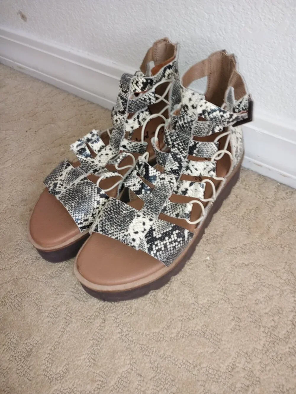 Free People Aubrey Wrap Gladiator Platform Animal Print Sandals